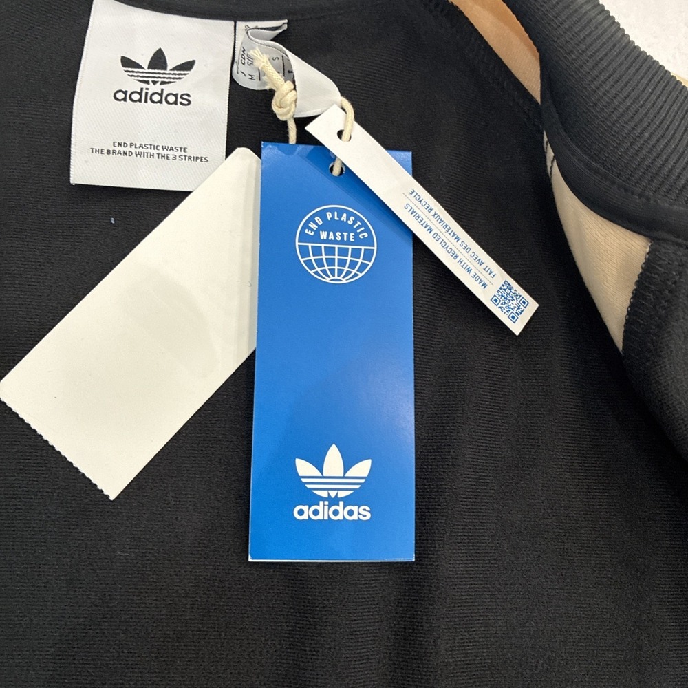 Adidas Track Jacket Mens Teen Small Black Magic Beige Tan Streetwear - Picture 10 of 14